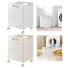 Foldable Laundry Basket with Wheels for Washing Storage Indoor Bathroom
