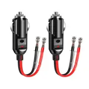 Car Cigarette Lighter 12V/24V Car Cigarette Socket Extension Cable 16AWG(2 Pcs
