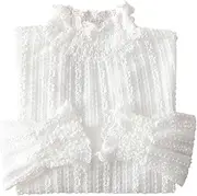 [YEKEYI] Lace Tops for Women Long Sleeve Mock Neck Sheer Blouse See Through Floral Lace Tops