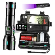 Flashlight 2000 High Lumens Rechargeable - 30W Super Bright LED Flash Black