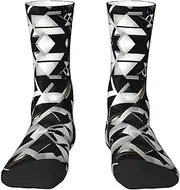 [EdWal] Soft Fashion Modern Black White Gold Triangle print Moisture Wicking Socks Sports Socks for Men and Women Warm thermal Boot Hiking Socks