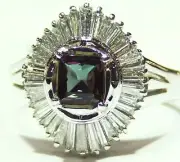Vintage 1.26CT Platinum Natural Brazilian Alexandrite Diamond Engagement Ring
