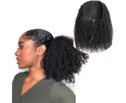 Afro Kinky Curly Ponytail Hair Extensions for Black Women Syntehtic Short Drawstring Ponytail Hair Extensions Updo Ponytail Hair extensions Natural Length