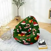 Lukery Bean Bag Chair Cover, Stuffed Animal Storage Bean Bag Chair Cover Kids Adults(No Filler), Christmas Indoor Bean Bag Covers Sofa Gaming Storage Bag Lazy Lounger (90x110cm,Green)
