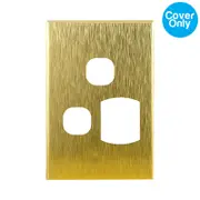 Connected Switchgear GEO Vertical Single Powerpoint + Extra Switch Brushed Brass Aluminium Cover