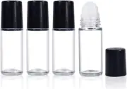 4PCS 30Ml Essential Oil Roller Bottles - Empty Refillable Clear Glass Roll-On wi