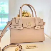 Michael Kors Purse Carmen Medium Flap Satchel shoulder bag buff