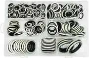 160Pcs, 7 Sizes BSP Dowty Self-Centered Bonded Seal Oil Washers Gasket Assortment Kit Replace 32300 with Box (1/8, 1/4, 3/8, 1/2, 5/8, 3/4, 1), for Automotive, Bearings, Pumps