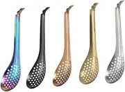MOTHNUR 5pcs Caviar Slotted Spoons Stainless Steel Non-s Scratchy for Bars Hotels Homes