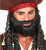 WIDMANN 01856 - Beard for Adult Man, Nobles, King, Pirate, Corsair, Eighteenth, Nineteenth Century, Theatre, Carnival, Black Color