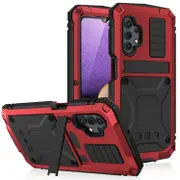For Samsung Galaxy A32 5G / M32 5G R-JUST Waterproof Shockproof Dustproof Metal + Silicone Protective Case with Holder(Black) Red