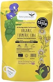 Tea People Organic Turmeric Chai, 50 Tea Pyramids in Resalable Pouch