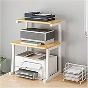 Printer Stand Printer Holder Printer Shelf 3 Tier Wood Printer Stand Desktop Steel Frame Printer Shelf Desk Organizer Printer Table for Home Office Printer Rack Printer Shelves