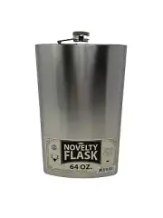 Stainless Steel Flask 64 oz Novelty Flask Attached Screw Cap Hip Pocket Liquor