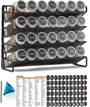 SpaceAid Spice Rack Organizer with 28 Spice Jars, 386 Spice Labels, Chalk Marker