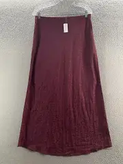 Banana Republic Skirt Womens Medium Tall Maroon Cherry Jacquard Cherry Pull On