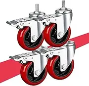 M16 Threaded Stem Trolley Caster, 3" 4" 5" Furniture Swivel Castor Wheels, Heavy Duty Industrial Caster, Locking Caster with Dual Brake, Anti-wear 4 Pack(3in/75mm)