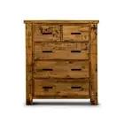 ALBY RUSTIC COUNTRY SOLID PINE TALLBOY/5-DRAWER CHEST OF DRAWERS DISTRESSED