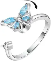 Fidget Ring Anxiety Spinner Ring Open Adjustable Sunflower Star Moon Windmill Butterfly Rings Daisy Stress Relieving Fidget Women Cubic Zirconia Anti Stress Mood Rotate Inspirations Jewelry