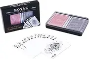 Royal Playing Cards 2-Decks Poker Size Royal Plastic Playing Cards Set in Plastic Case