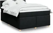Box Spring Bed with Mattress Black Double Fabric, Slats, Bedframe, Frame, Loft, Bed for Bedroom | Comfortable Sleep, Easy Washing