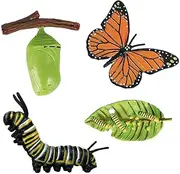 4 Pack Simulation Animal Life Cycle Figurines of a Butterfly， Figures Learning and Teaching Aids for Kids Toddlers