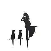 7" Black Silhouette Bride Groom Pet Dogs Cake Toppers Set Party Home Decorations