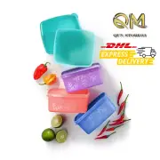 Tupperware Snowflake Freezer Medium Square Round Plastic Container 400ml (4) Set