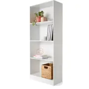 4 Tier Shelf Display Bookshelf Bookcase Storage White Rack Wooden Shelving
