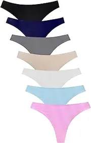 [JINKAIJIA] Women's Seamless Thongs Underwear,No Show Ladies Thong,Soft Breathable Comfortable Panties,Quick-dry Undies,7-Pack
