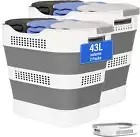 43L+43L Collapsible Laundry Baskets Plastic, Pop up Laundry Hamper/Storage Conta