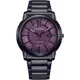CITIZEN 星辰 Eco-Drive 光動能時尚紳士錶 (AW1217-83X)黑X紫