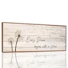 Dandelion Wall Art - Every Dream Begin with A Wish Rustic Farmhouse Wall Deco...