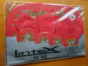 Lintex Holiday Napkin Placemat Coaster Set Service for 4 Red Bells Holly NOS Vtg