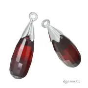 2 Sterling Silver Cubic Zirconia Teardrop Earring Charm Beads Garnet Red #98057