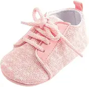 Baby First Walking Shoes，Morbuy Flax Boy & Gril Newborn Infant Cute Sneaker Anti-Slip Slippers with Soft Sole Prewalker Keep Warm Crib Canvas Shoes for 0-18 Months (12cm / 6-12 Month, Pink)