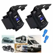 2x Dual USB Blue LED Charger Digital Voltmeter Rocker Switch FOR Car Truck Boat (for: Nissan)