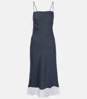 [Staud] Staud Paolo linen-blend midi dress AU 8 white