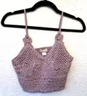 BOG Top/Bralette Size S Collective Boho Mauve Crochet Crop Y2K NWT