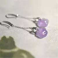 在飛比找ETMall東森購物網優惠-925銀喜字鑲嵌紫水晶如意造型耳環