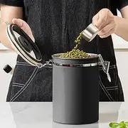Coffee Bean Canister | 1.8L Stainless Steel Food Jar with Silicone,Kitchen Accessories Coffee Bean Can for Dining Rooms Cafes