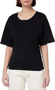 [Pinko] Women's Tatami Jersey with STRI T-Shirt, Z99_Black Saloon
