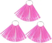 Ipetboom 3 Pack Fan Shape Nail Art Tips Palette Display Card for Manicure Practice Nail Plates Metal Ring for Salon School