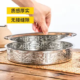 加厚不銹鋼茶盤雙層方形儲水式大號茶池圓形瀝水盤金屬茶海托盤