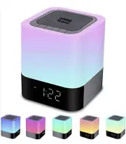 Alarm Clock Bluetooth Speaker Night Light Bluetooth Speaker,Touch Sensor Bedside