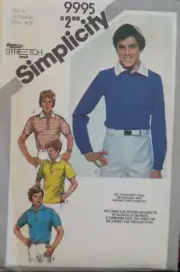 Simplicity Sewing Pattern 9995 Teen Boy Tops Pullover 4 Styles Size 14-18 VTG UC
