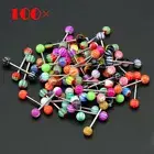 100× Piercing Pin Barbell Stud Earrings Body Jewelery Tongue Nail