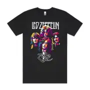 Led Zeppelin V5 T-shirt Artist Family Music Rock And Roll Tee