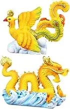 GRIRIW 2Pcs Mini Dragon Phoenix Figurines Cake Decorations for Desserts Adorable Animal Toppers for Cupcakes Fun and Safe Miniature Decor for Celebrations
