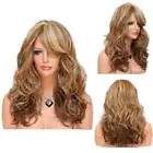 Fashion Hair Full Wig Party Hair Wig Ombre Brown Gold Blonde Long Curly Wigs